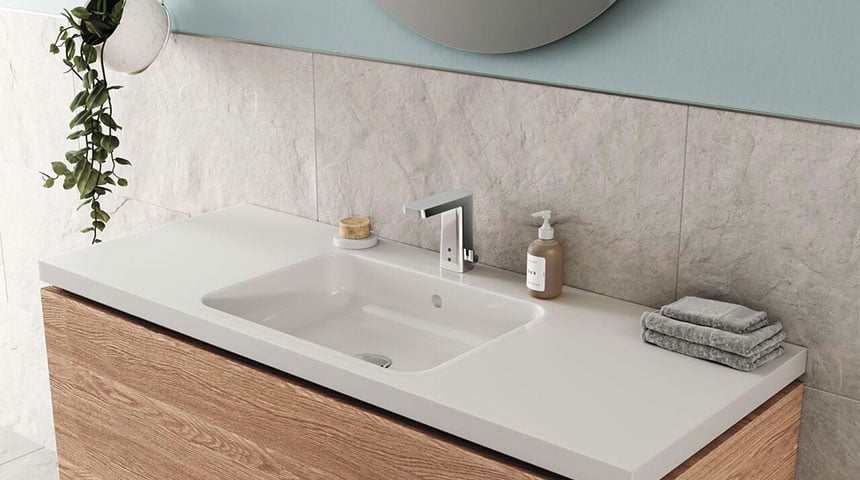Touchless faucets are a good fit to different bathroom and sink types – they are compact in size and offer added hygiene and functionality.