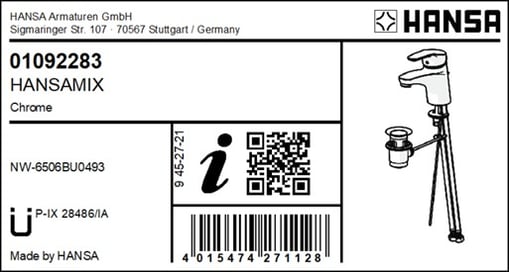 Hansa label with QR code for easy MPI access