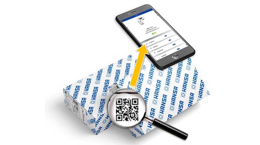 Caja de HANSA con código QR para facilitar el acceso al sitio web de MPI