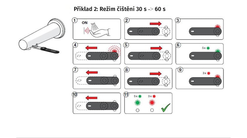 Režim čištění 30 s  60 s