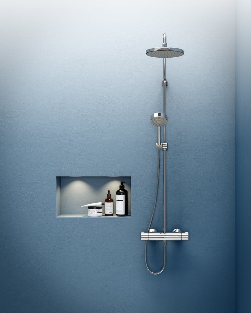 Nouveau confort de douche dans le segment de gamme HANSA|HOME : la colonne de douche HANSAMICRA. Photo: Hansa Armaturen GmbH