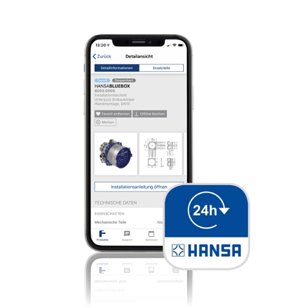 Die HANSA 24h Service App bietet Installateuren umfangreiche Serviceleistungen und ist so eine ideale Unterstützung im Arbeitsalltag.