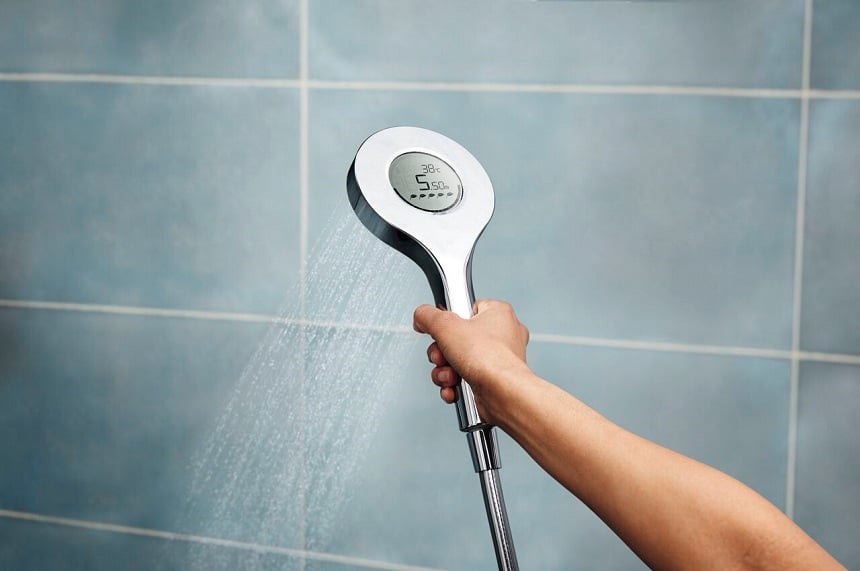 Digital hand shower saving water and energy
